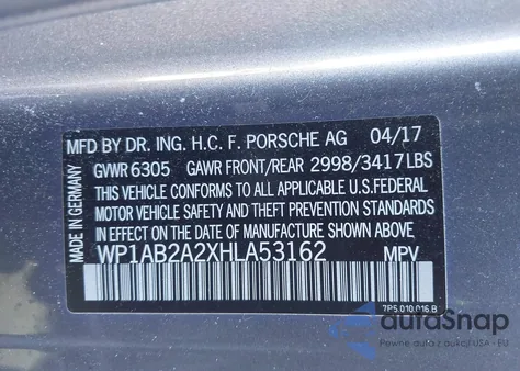 2017 Porsche Cayenne S from USA, damaged, VIN WP1AB2A2XHLA53162